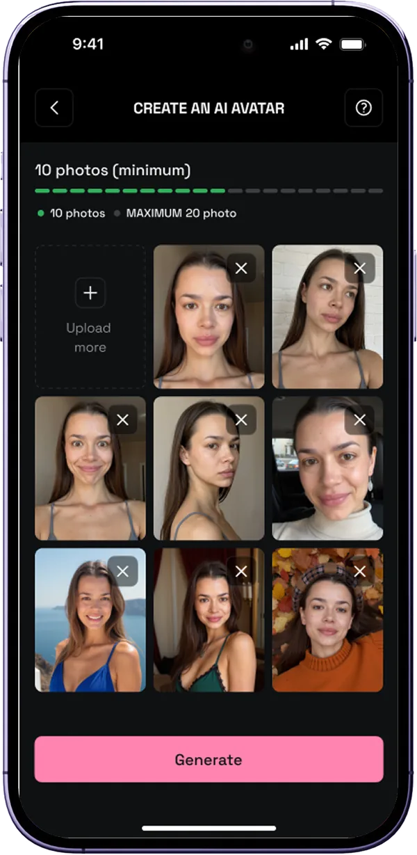 Illustration of the AI avatar creation screen